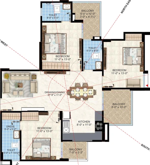 3 BHK Flat in Virat Krishnav in Vaishali Nagar, Jaipur - Image 623269