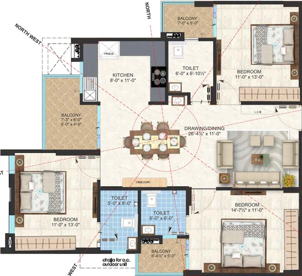 3 BHK Flat in Virat Krishnav in Vaishali Nagar, Jaipur - Image 623268
