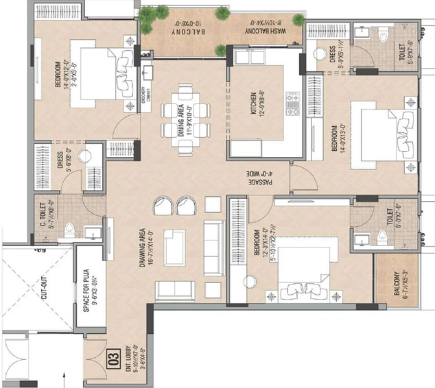 3 BHK Flat in Trimurty Divinity in C Scheme, Jaipur - Image 282008