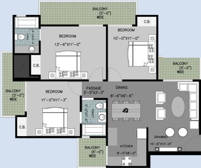 3 BHK Flat in Arihant Ambar in Sector 1, Greater Noida - Image 698934