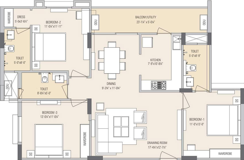 3 BHK Flat in Ashadeep Vedanta in Jagatpura, Jaipur - Image 503668