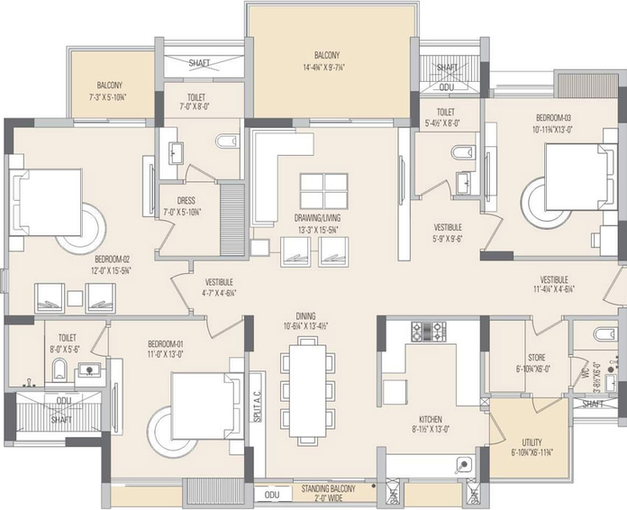 3 BHK Flat in Ashadeep Vedanta in Jagatpura, Jaipur - Image 503669