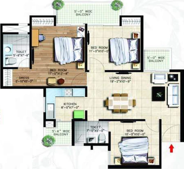3 BHK Flat in Nirala Greenshire in Sector 2, Greater Noida - Image 660422