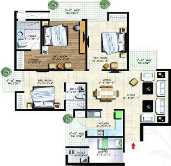 3 BHK Flat in Nirala Greenshire in Sector 2, Greater Noida - Image 660424