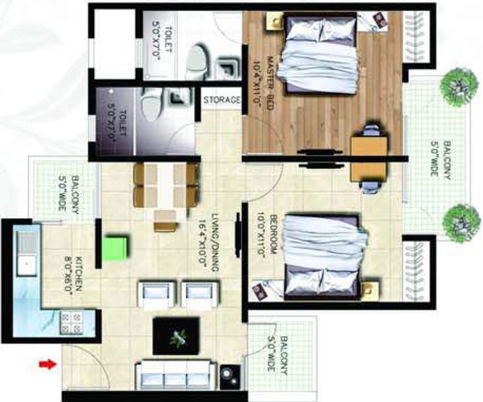 2 BHK Flat in Nirala Greenshire in Sector 2, Greater Noida - Image 660420