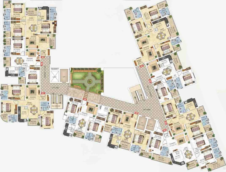 Floor Plan of Ganga Royal Essence in Vaishali Nagar, Jaipur - Image 80321