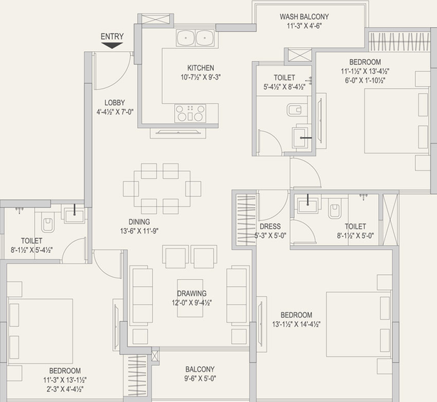 3 BHK Flat in Unique IS Paradise in Civil Lines, Jaipur - Image 283507