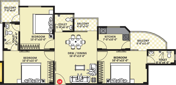 3 BHK Flat in Vardhman Imperial Heights in Vaishali Nagar, Jaipur - Image 623343