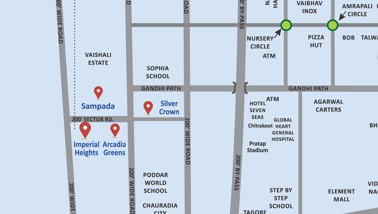 Location of Vardhman Imperial Heights in Vaishali Nagar, Jaipur - Image 80342