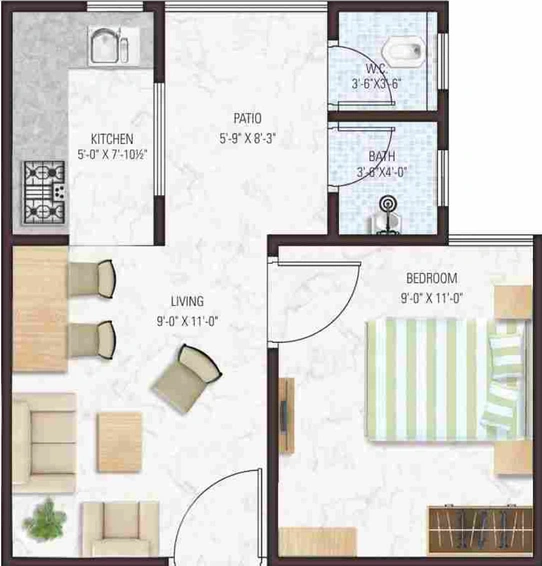 1 BHK Flat in Manglam Aadhar in Vaishali Nagar, Jaipur - Image 623353