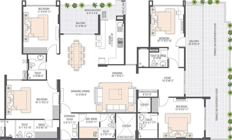 4 BHK Flat in Manglam Radiance in Durgapura, Jaipur - Image 504591