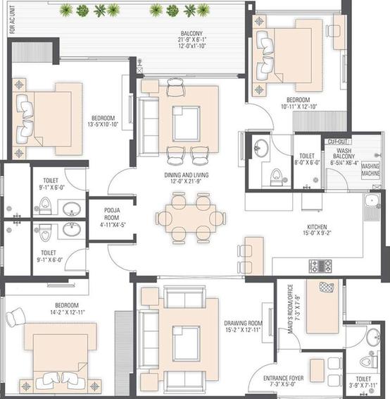 3 BHK Flat in Manglam Radiance in Durgapura, Jaipur - Image 504588