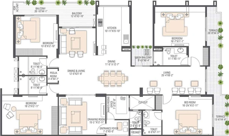 4 BHK Flat in Manglam Radiance in Durgapura, Jaipur - Image 504592