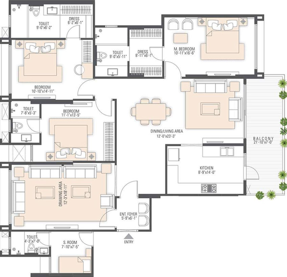 3 BHK Flat in Manglam Radiance in Durgapura, Jaipur - Image 504589