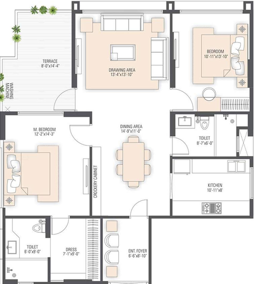 2 BHK Flat in Manglam Radiance in Durgapura, Jaipur - Image 504586
