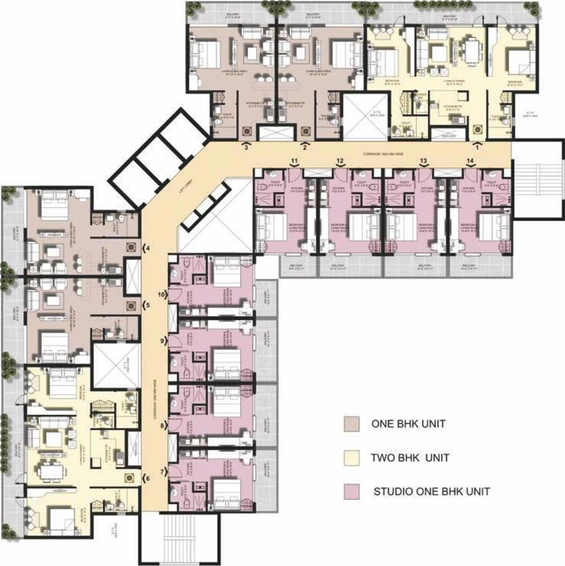 Floor Plan of Unnati Vesta Suites in Sector 144, Noida - Image 51836
