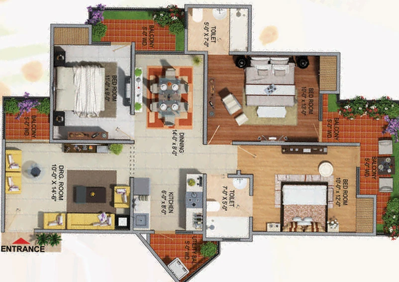 3 BHK Flat in Divyansh Flora in Noida Extention, Greater Noida - Image 594899
