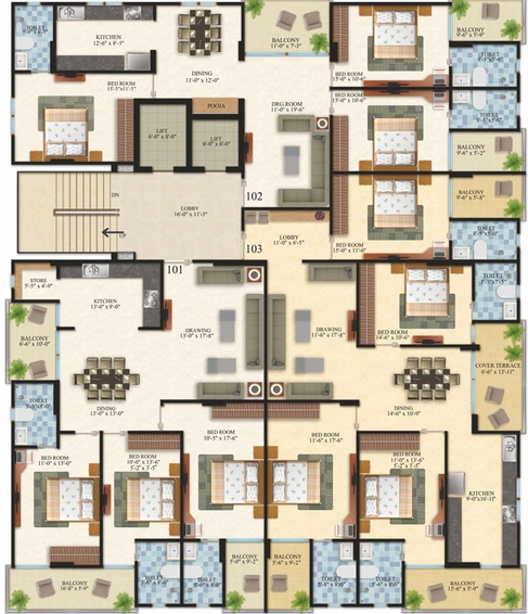 Floor Plan of Vardhman Medallion in Bapu Nagar, Jaipur - Image 53253