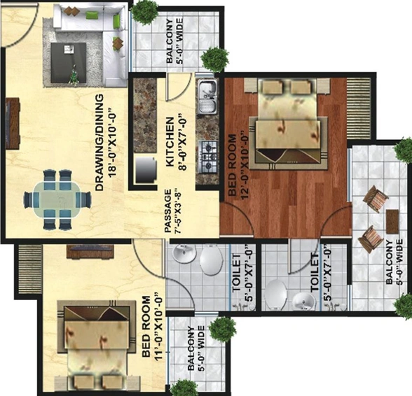 2 BHK Flat in Wall Rock Aishwaryam in Sector 16 C, Greater Noida - Image 287332