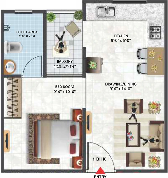 1 BHK Flat in Vardhman Swapnlok in Jhotwara Industrial Area, Jaipur - Image 504863