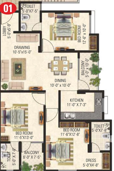 3 BHK Flat in Vardhman The Horizon in Jhotwara Industrial Area, Jaipur - Image 504927