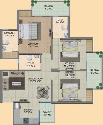 3 BHK Flat in Migsun Twinz in Eta II, Greater Noida - Image 659484