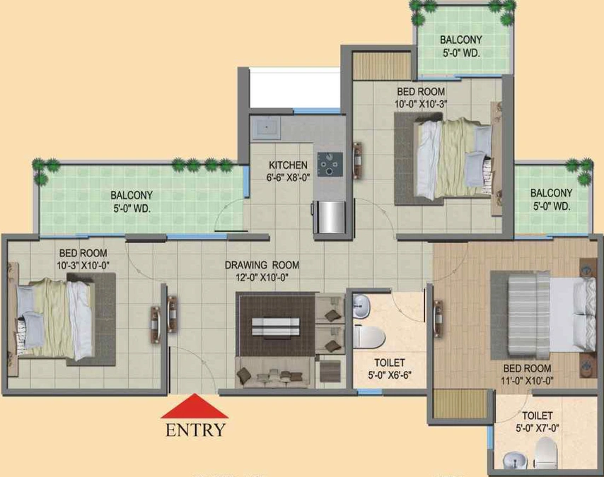 3 BHK Flat in Migsun Twinz in Eta II, Greater Noida - Image 659483