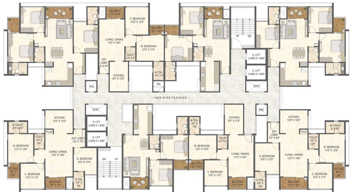 Floor Plan of Austin Lush Residences in Tathawade, Pune - Image 18005