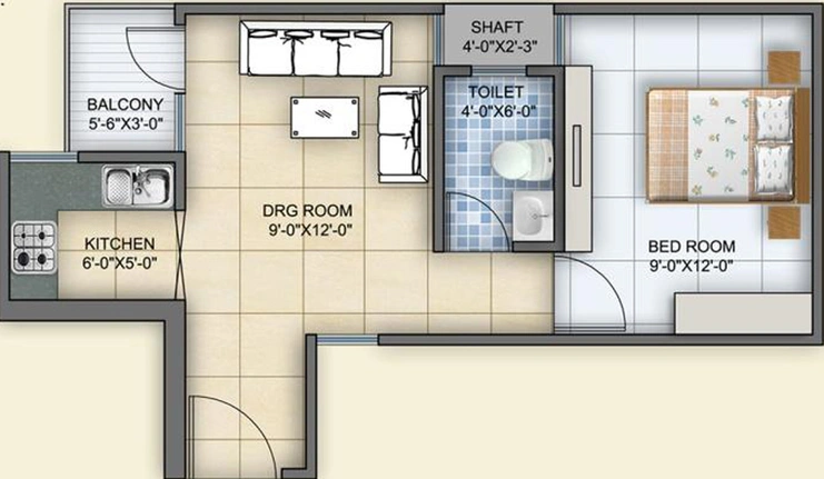 1 BHK Flat in Arsh Green Heights in Noida Extention, Greater Noida - Image 699096