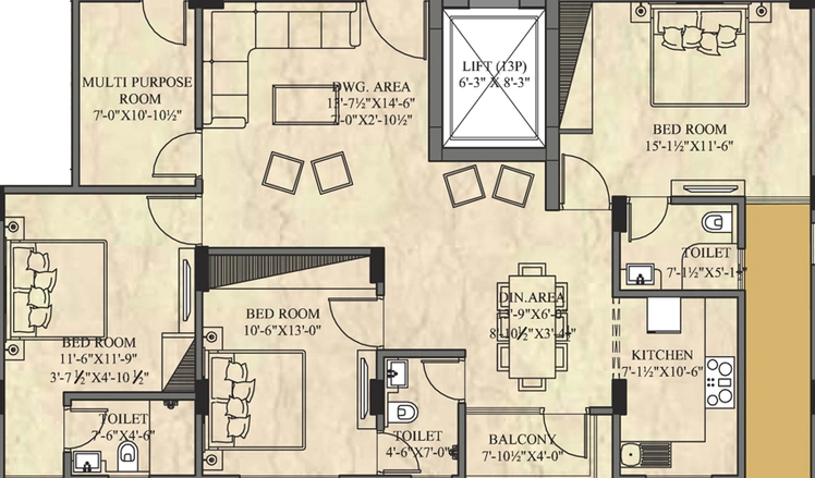 3 BHK Flat in UDB Indus in Mansarovar, Jaipur - Image 505155