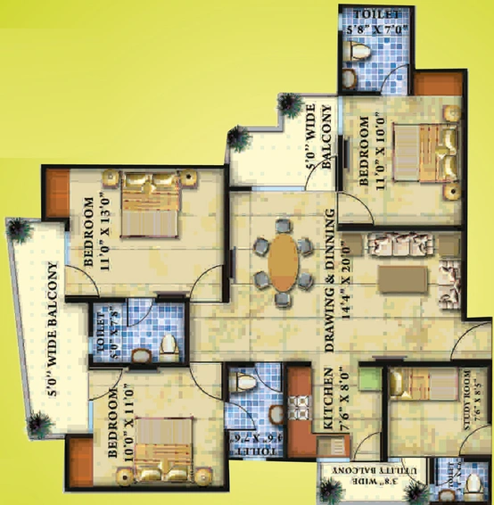 3 BHK Flat in Radicon Vedantam in Sector 16, Greater Noida - Image 508515