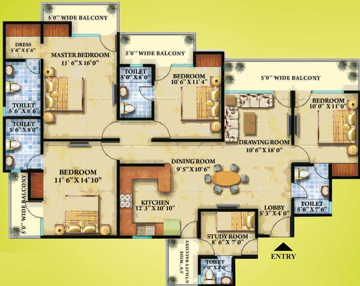 4 BHK Flat in Radicon Vedantam in Sector 16, Greater Noida - Image 508516