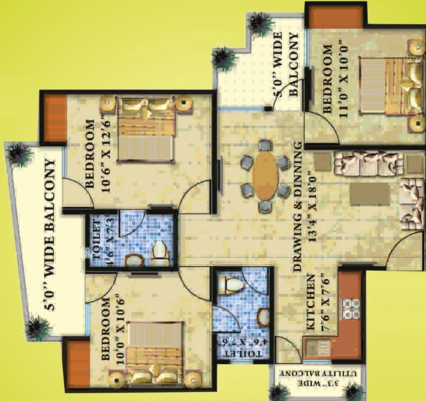 3 BHK Flat in Radicon Vedantam in Sector 16, Greater Noida - Image 508513