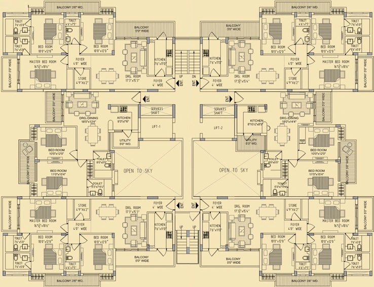 Floor Plan of AMR Apartment 55 in Pi I & II, Greater Noida - Image 54891