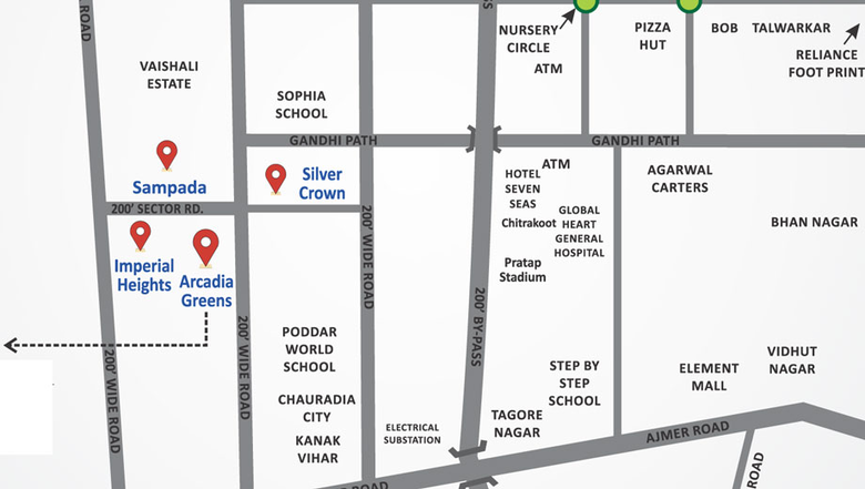 Location of Vardhman Arcadia Greens in Vaishali Nagar, Jaipur - Image 80371