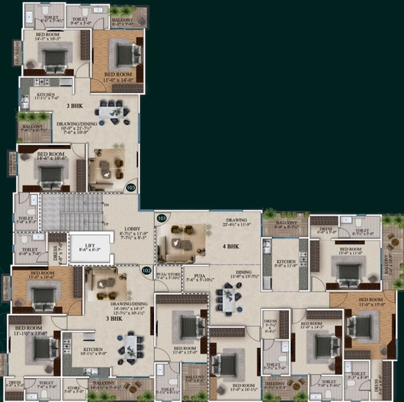 Floor Plan of Aashish Siya Homes in Vaishali Nagar, Jaipur - Image 80379