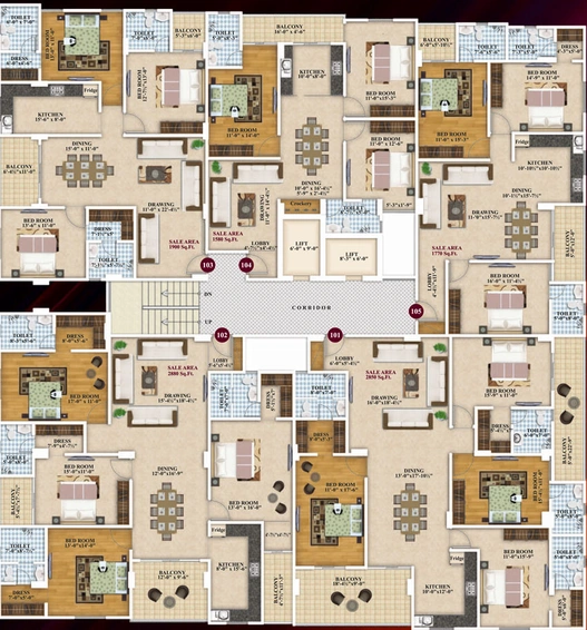Floor Plan of Aashish Royal Palm in Tonk Road, Jaipur - Image 2077