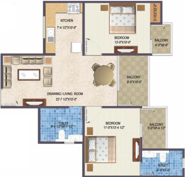 2 BHK Flat in Unique Joy in Jagatpura, Jaipur - Image 506091