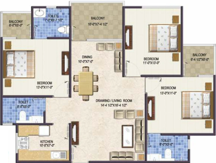 3 BHK Flat in Unique Joy in Jagatpura, Jaipur - Image 506093