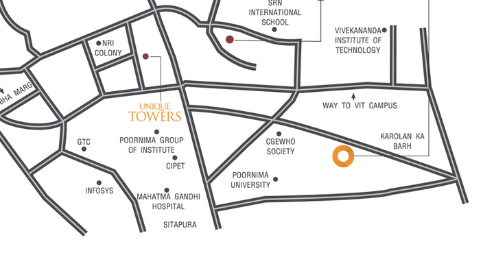 Location of Unique Joy in Jagatpura, Jaipur - Image 53730