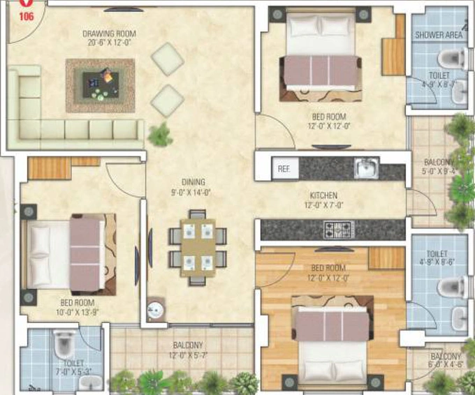 3 BHK Flat in Gangaa Royal Tatvam in Mansarovar, Jaipur - Image 506215