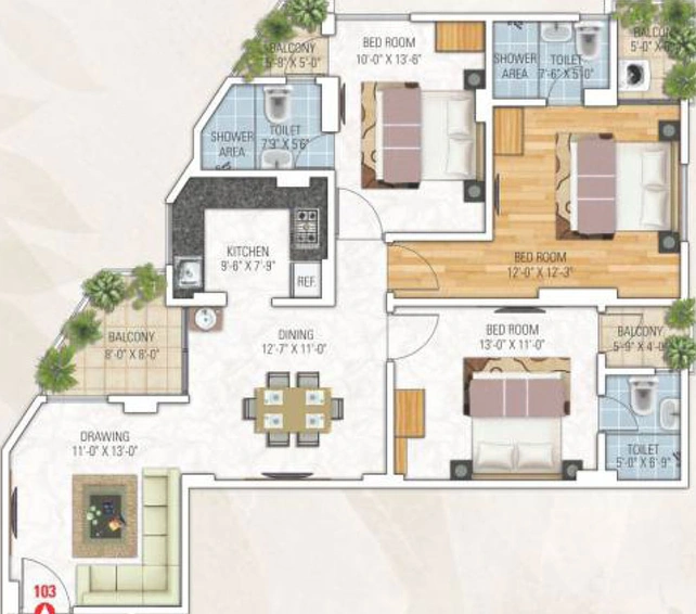 3 BHK Flat in Gangaa Royal Tatvam in Mansarovar, Jaipur - Image 506214