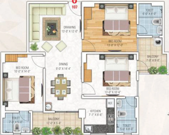 3 BHK Flat in Gangaa Royal Tatvam in Mansarovar, Jaipur - Image 506213