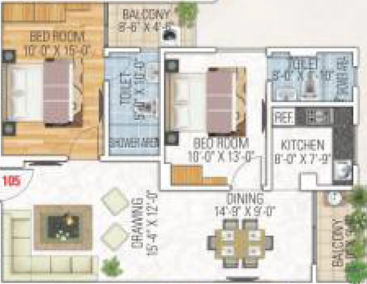 2 BHK Flat in Gangaa Royal Tatvam in Mansarovar, Jaipur - Image 506212