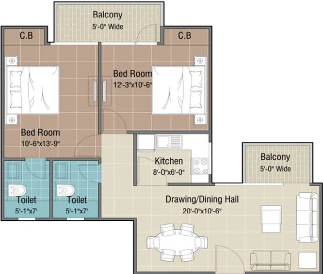2 BHK Flat in Wegmans Trustone Greens in Techzone 4, Greater Noida - Image 509344