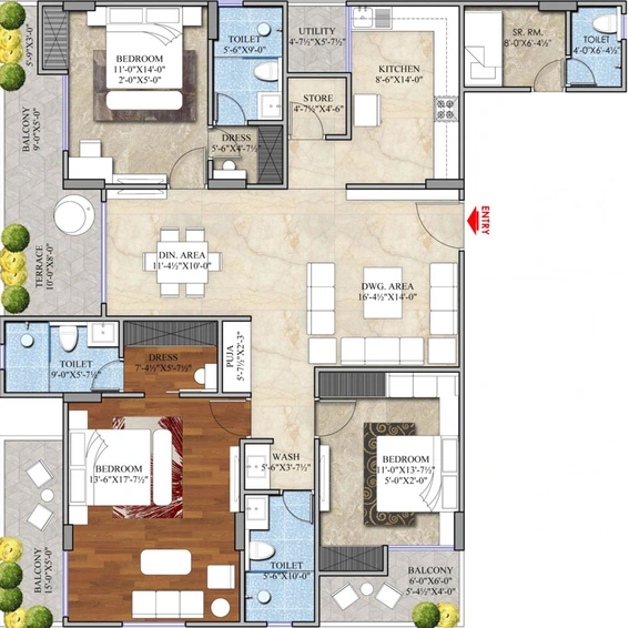 3 BHK Flat in Ballpark Imperial Garden in Vidyadhar Nagar, Jaipur - Image 506998
