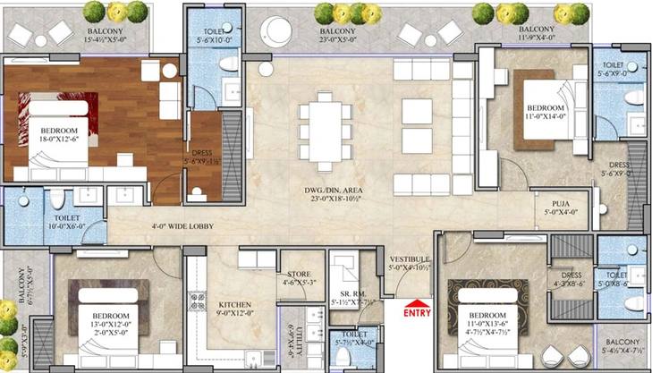 4 BHK Flat in Ballpark Imperial Garden in Vidyadhar Nagar, Jaipur - Image 507000