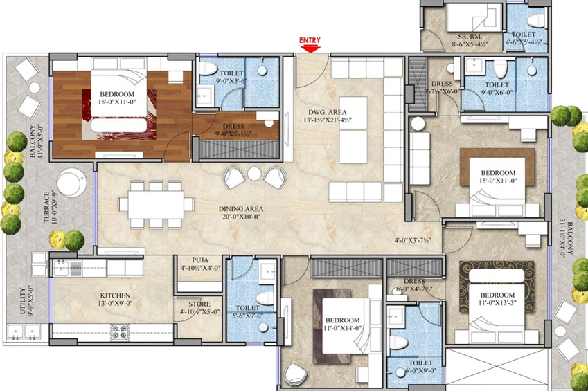 4 BHK Flat in Ballpark Imperial Garden in Vidyadhar Nagar, Jaipur - Image 506999