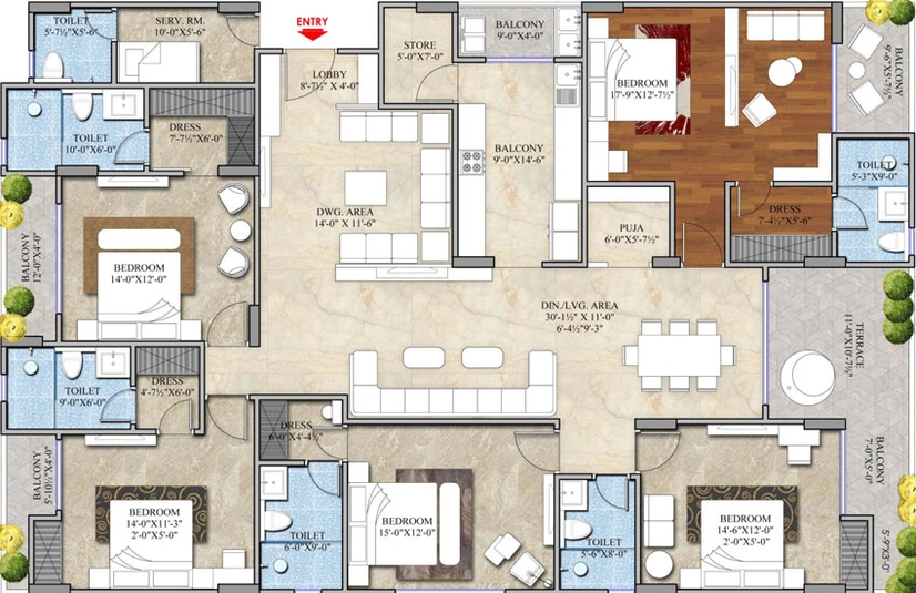 5 BHK Flat in Ballpark Imperial Garden in Vidyadhar Nagar, Jaipur - Image 507003