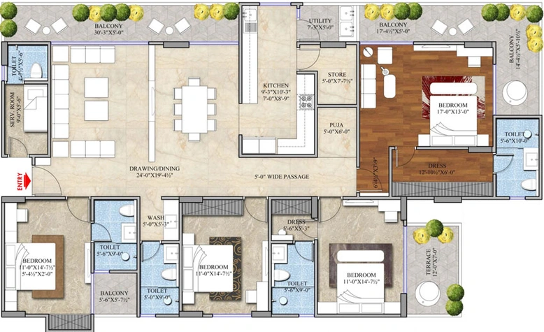 4 BHK Flat in Ballpark Imperial Garden in Vidyadhar Nagar, Jaipur - Image 507002